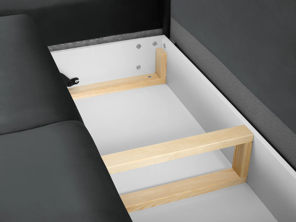 NAROŻNIK 5-osobowy Kyoto na metalowych nogach, aksamitna ciemnoszara tapicerka, nowoczesny styl, do salonu NAROŻNIK 5-osobowy Kyoto na metalowych nogach, aksamitna ciemnoszara tapicerka, nowoczesny styl, do salonu