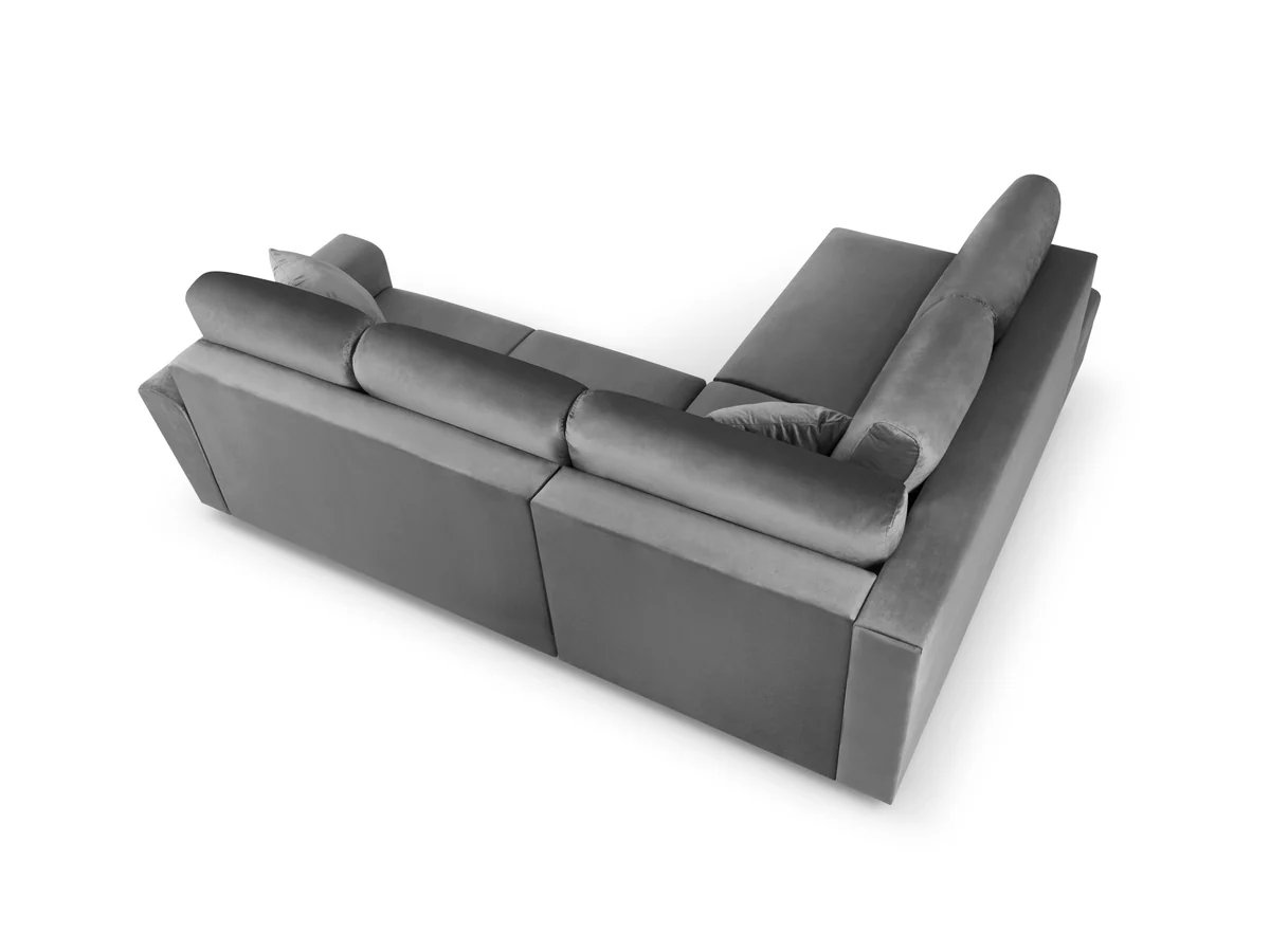 NAROŻNIK 5-osobowy Kyoto na metalowych nogach, aksamitna jasnoszara tapicerka, nowoczesny styl, piękny