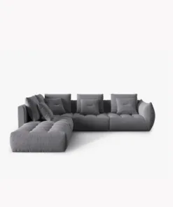 NAROŻNIK Bloom o zaoblonych kształtach, ciemnoszara tapicerka, designerski styl, strona do wyboru