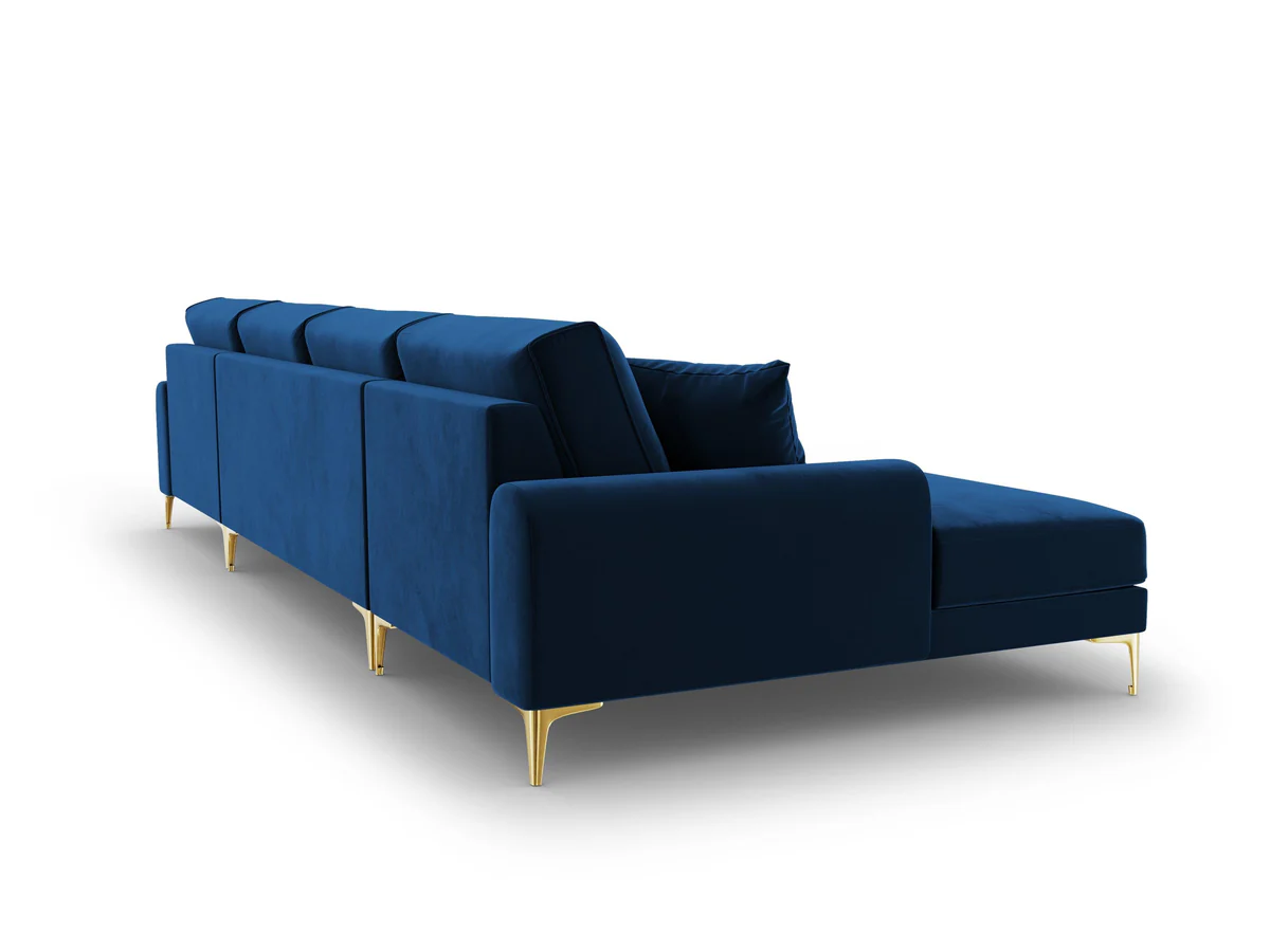 NAROŻNIK MADARA symetryczny na metalowych nogach, ciemnoniebieska aksamitna tapicerka, nowoczesny styl, na zamówienie NAROŻNIK MADARA symetryczny na metalowych nogach, ciemnoniebieska aksamitna tapicerka, nowoczesny styl, na zamówienie