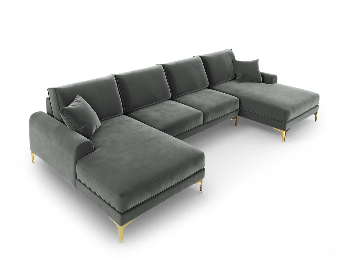 NAROŻNIK MADARA symetryczny na metalowych nogach, ciemnoszara aksamitna tapicerka, nowoczesny styl, wyjątkowy NAROŻNIK MADARA symetryczny na metalowych nogach, ciemnoszara aksamitna tapicerka, nowoczesny styl, wyjątkowy