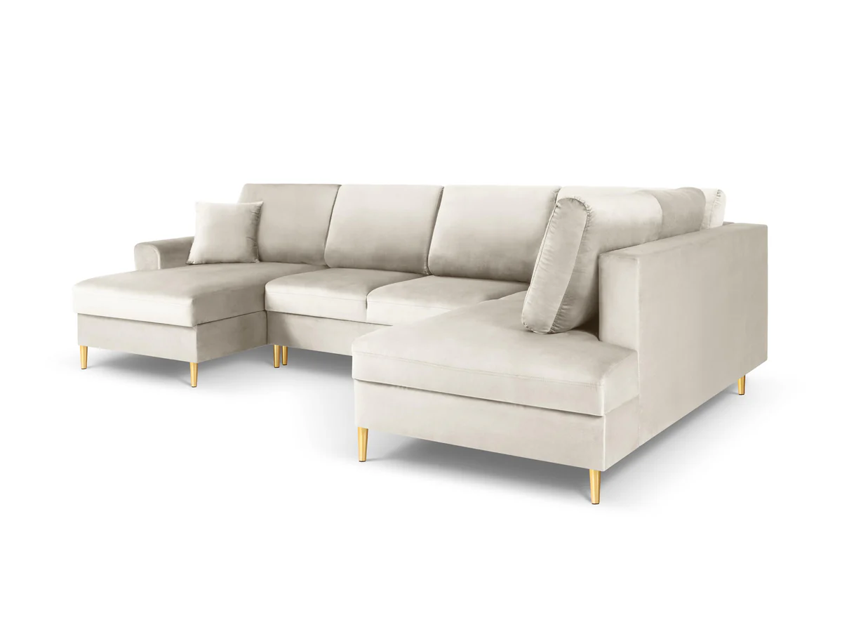 NAROŻNIK panoramiczny Kyoto na metalowych nogach, aksamitna beżowa tapicerka, nowoczesny styl, ekskluzywny NAROŻNIK panoramiczny Kyoto na metalowych nogach, aksamitna beżowa tapicerka, nowoczesny styl, ekskluzywny