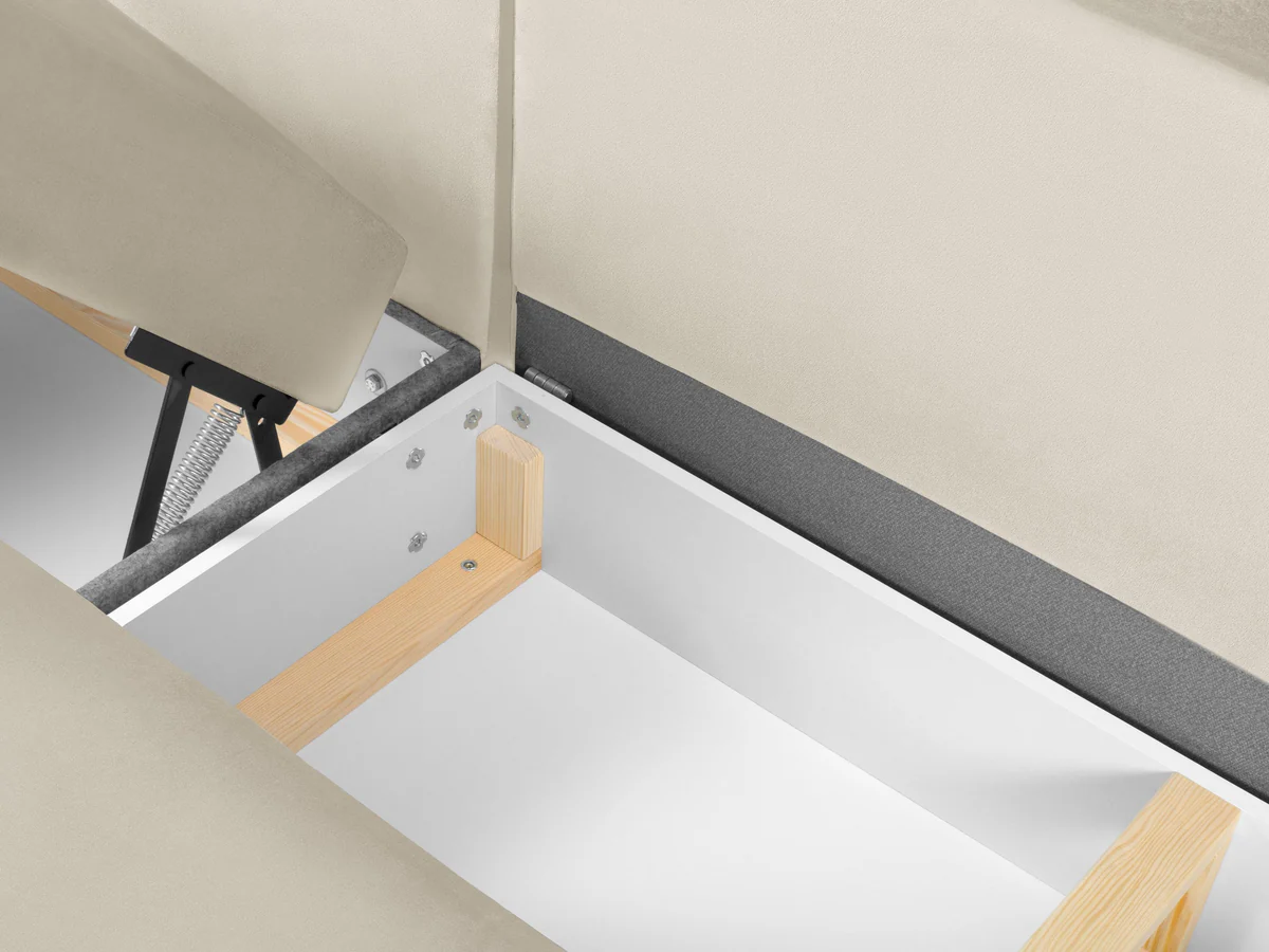 NAROŻNIK panoramiczny Kyoto na metalowych nogach, aksamitna beżowa tapicerka, nowoczesny styl, funkcja spania NAROŻNIK panoramiczny Kyoto na metalowych nogach, aksamitna beżowa tapicerka, nowoczesny styl, funkcja spania