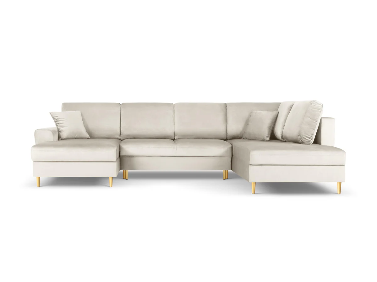 NAROŻNIK panoramiczny Kyoto na metalowych nogach, aksamitna beżowa tapicerka, nowoczesny styl, piękny NAROŻNIK panoramiczny Kyoto na metalowych nogach, aksamitna beżowa tapicerka, nowoczesny styl, piękny