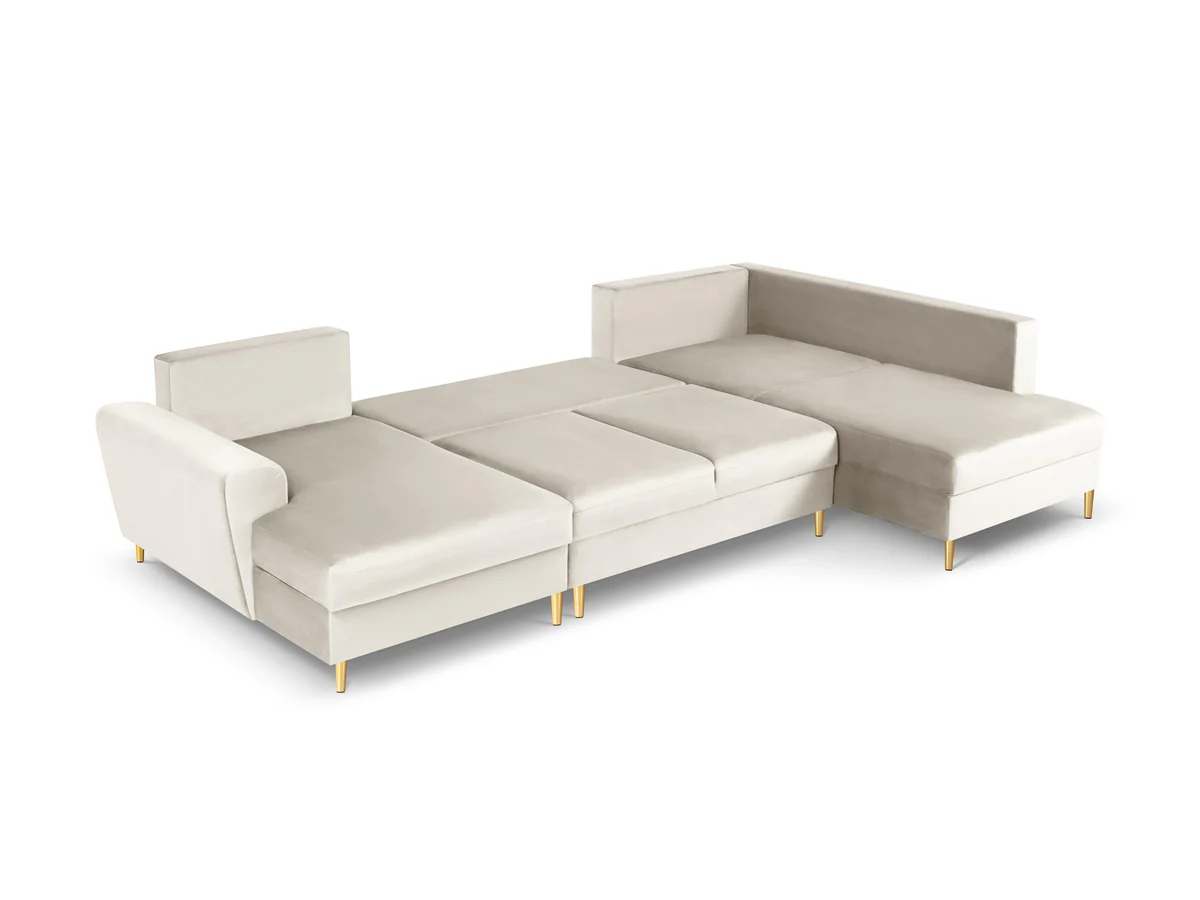 NAROŻNIK panoramiczny Kyoto na metalowych nogach, aksamitna beżowa tapicerka, nowoczesny styl, wyjątkowy NAROŻNIK panoramiczny Kyoto na metalowych nogach, aksamitna beżowa tapicerka, nowoczesny styl, wyjątkowy