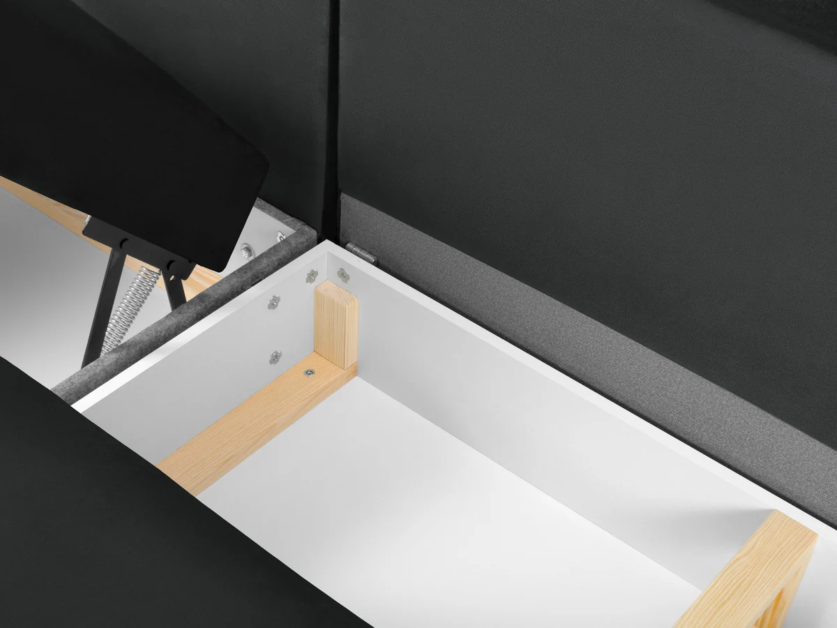 NAROŻNIK panoramiczny Kyoto na metalowych nogach, aksamitna ciemnoszara tapicerka, nowoczesny styl, designerski