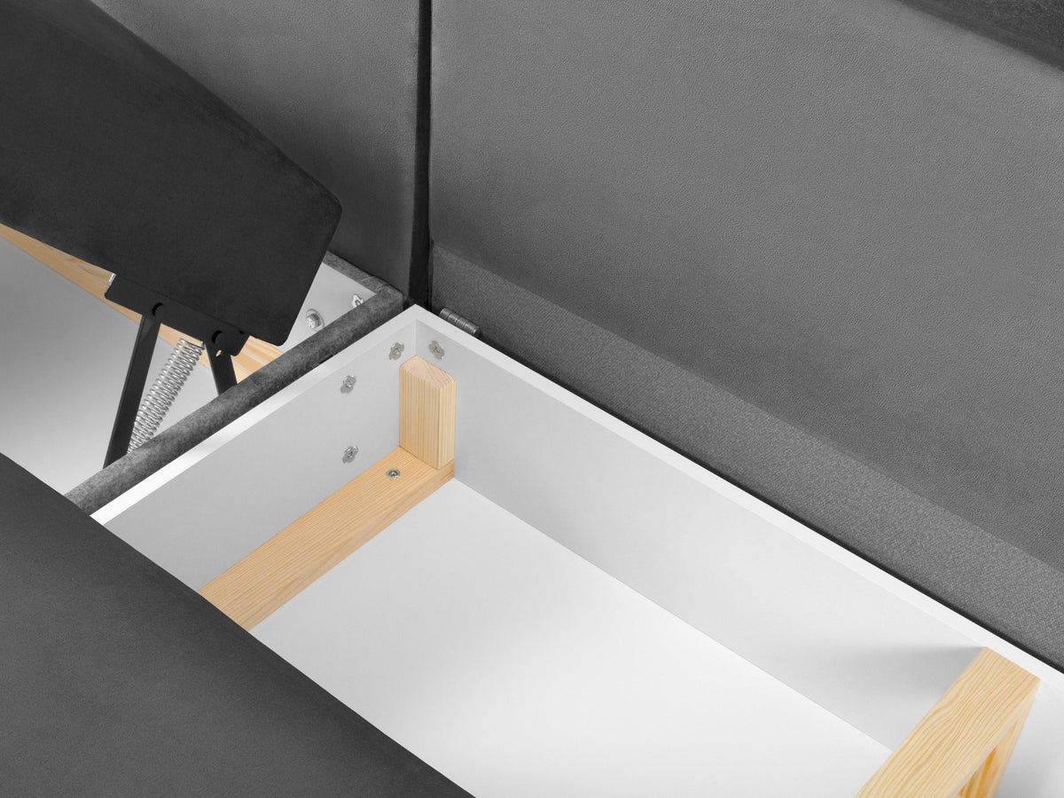 NAROŻNIK panoramiczny Kyoto na metalowych nogach, aksamitna jasnoszara tapicerka, nowoczesny styl, fukncja spania NAROŻNIK panoramiczny Kyoto na metalowych nogach, aksamitna jasnoszara tapicerka, nowoczesny styl, fukncja spania