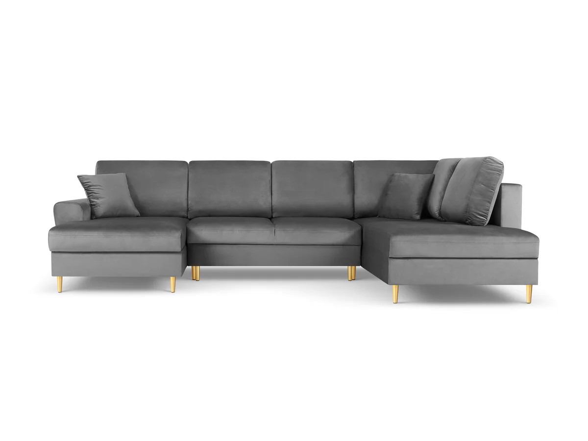 NAROŻNIK panoramiczny Kyoto na metalowych nogach, aksamitna jasnoszara tapicerka, nowoczesny styl, piękny NAROŻNIK panoramiczny Kyoto na metalowych nogach, aksamitna jasnoszara tapicerka, nowoczesny styl, piękny