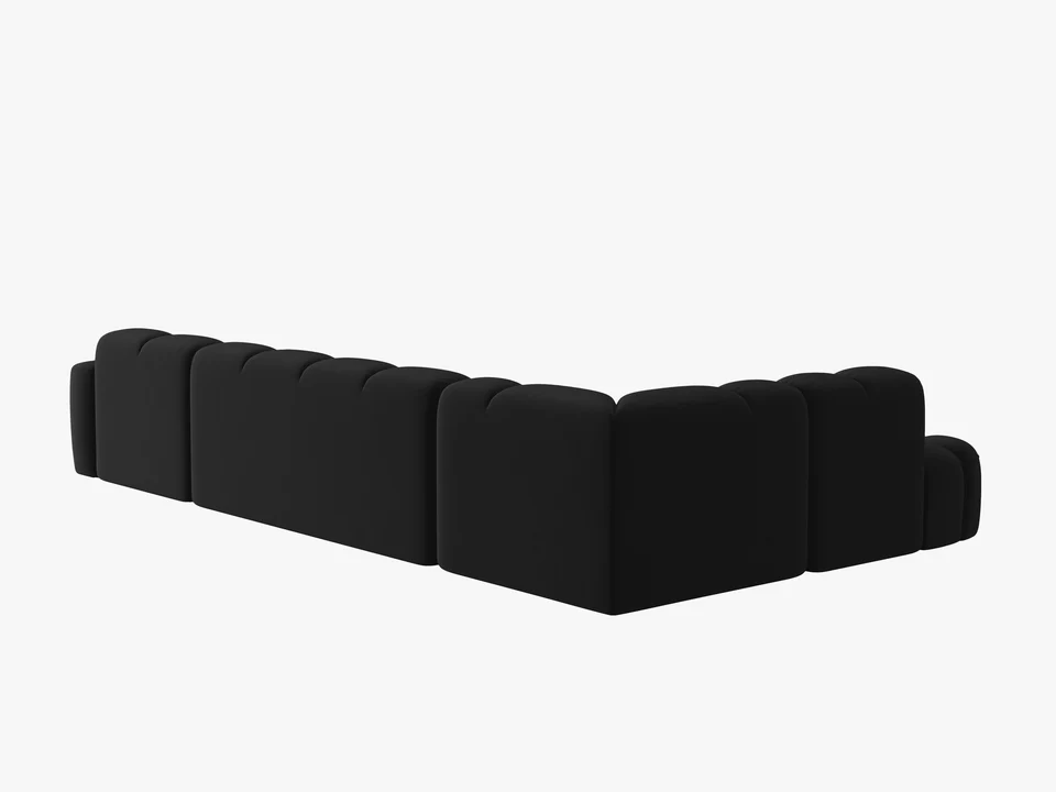 NAROŻNIK panoramiczny Lisa, w kształcie litery U, czarna tapicerka, designerski przeszycia, zaoblone kształty, ekskluzywny NAROŻNIK panoramiczny Lisa, w kształcie litery U, czarna tapicerka, designerski przeszycia, zaoblone kształty, ekskluzywny