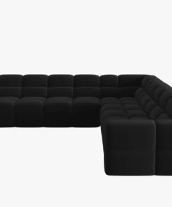 NAROŻNIK symetryczny Lisa, aksamitna czarna tkanina, eleganckie przeszycia, designerski styl, piękny