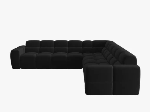 NAROŻNIK symetryczny Lisa, aksamitna czarna tkanina, eleganckie przeszycia, designerski styl, piękny