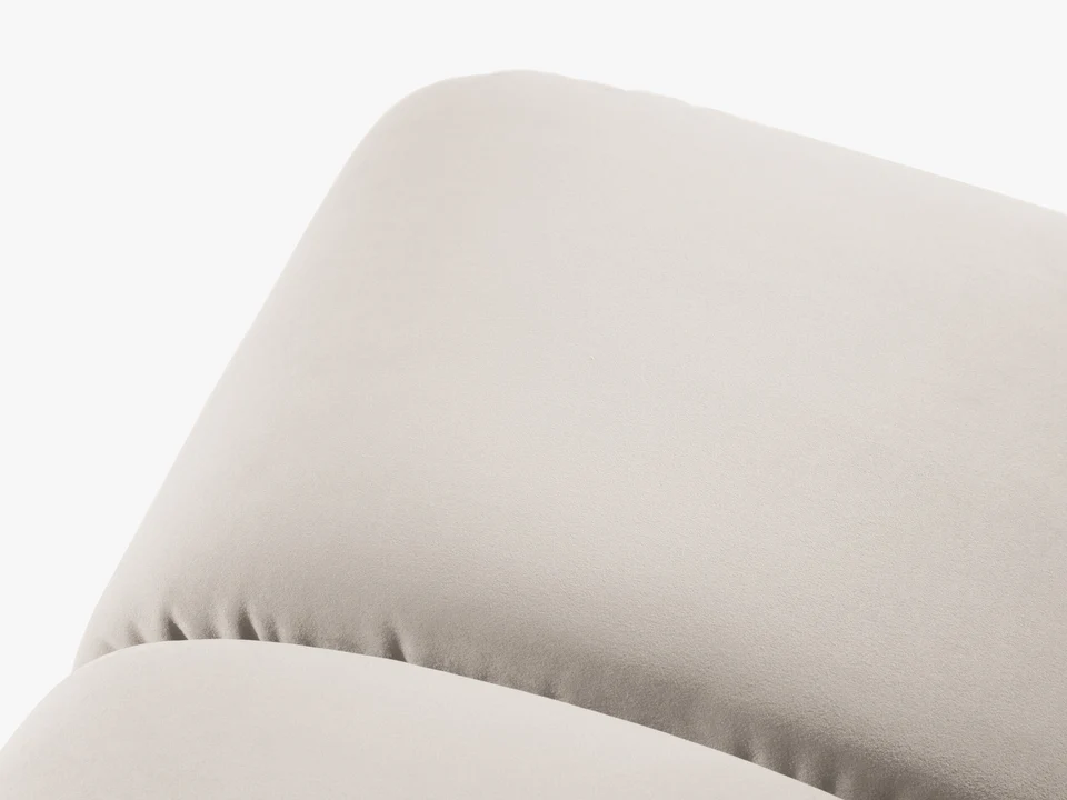 PUF Diana prostokątny z designerskimi, zaoblonymi kształtami i przeszyciem, beżowa tkanina, ekskluzywny PUF Diana prostokątny z designerskimi, zaoblonymi kształtami i przeszyciem, beżowa tkanina, ekskluzywny