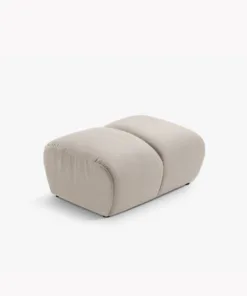 PUF Diana prostokątny z designerskimi, zaoblonymi kształtami i przeszyciem, beżowa tkanina
