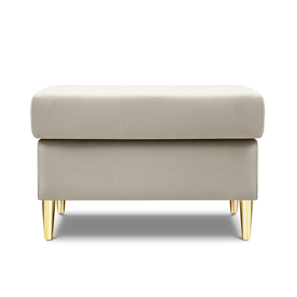 PUF Kyoto na metalowych nogach, kwadratowe siedzisko, aksamitna beżowa tapicerka, nowoczesny styl, ekskluzywny PUF Kyoto na metalowych nogach, kwadratowe siedzisko, aksamitna beżowa tapicerka, nowoczesny styl, ekskluzywny