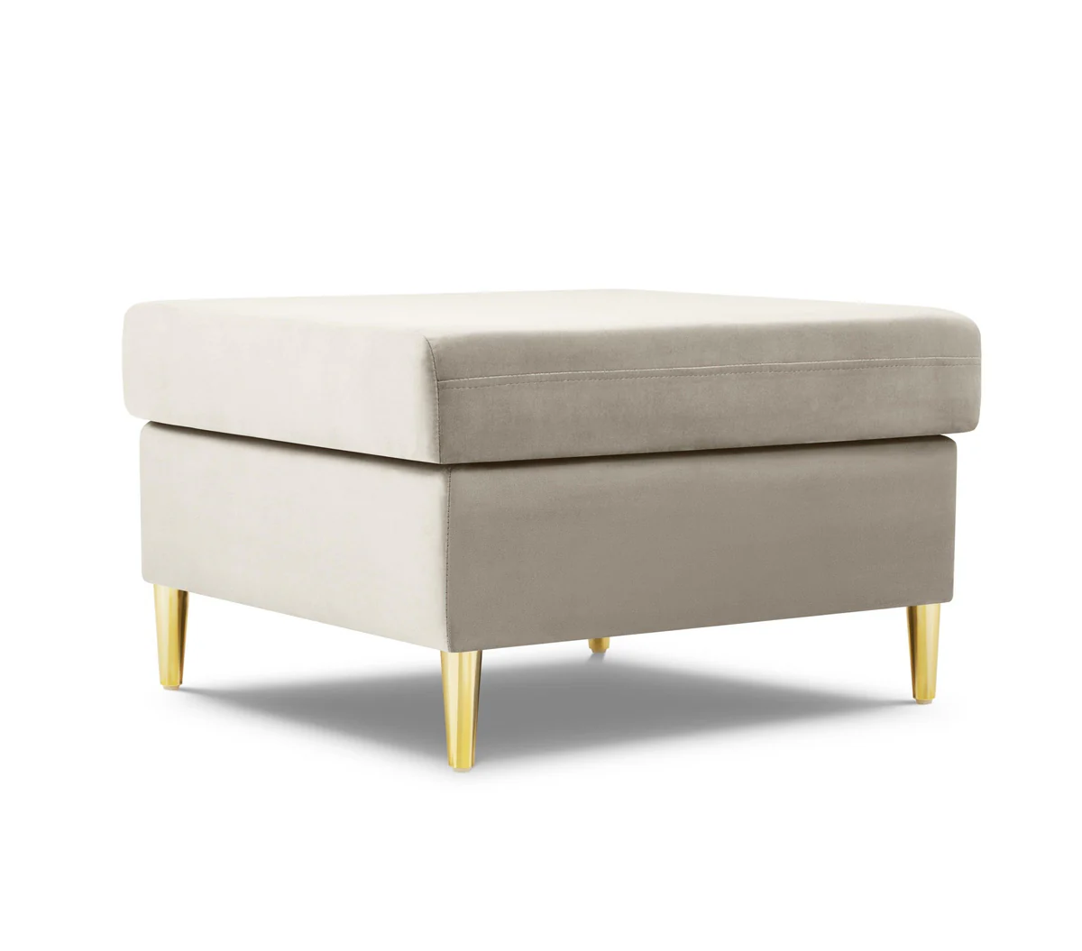 PUF Kyoto na metalowych nogach, kwadratowe siedzisko, aksamitna beżowa tapicerka, nowoczesny styl, piękny PUF Kyoto na metalowych nogach, kwadratowe siedzisko, aksamitna beżowa tapicerka, nowoczesny styl, piękny