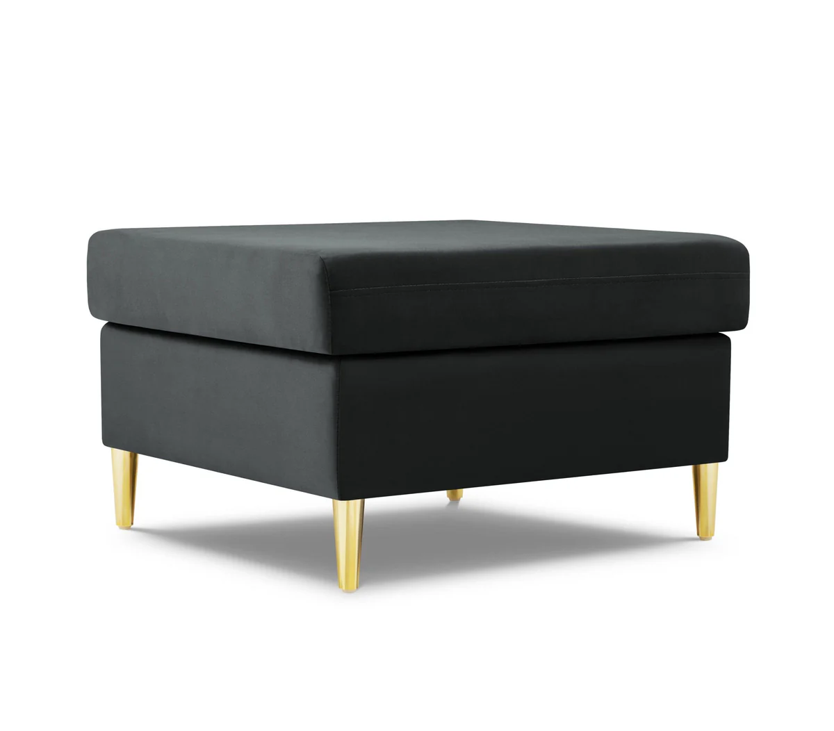 PUF Kyoto na metalowych nogach, kwadratowe siedzisko, aksamitna ciemnoszara tapicerka, nowoczesny styl, piękny PUF Kyoto na metalowych nogach, kwadratowe siedzisko, aksamitna ciemnoszara tapicerka, nowoczesny styl, piękny