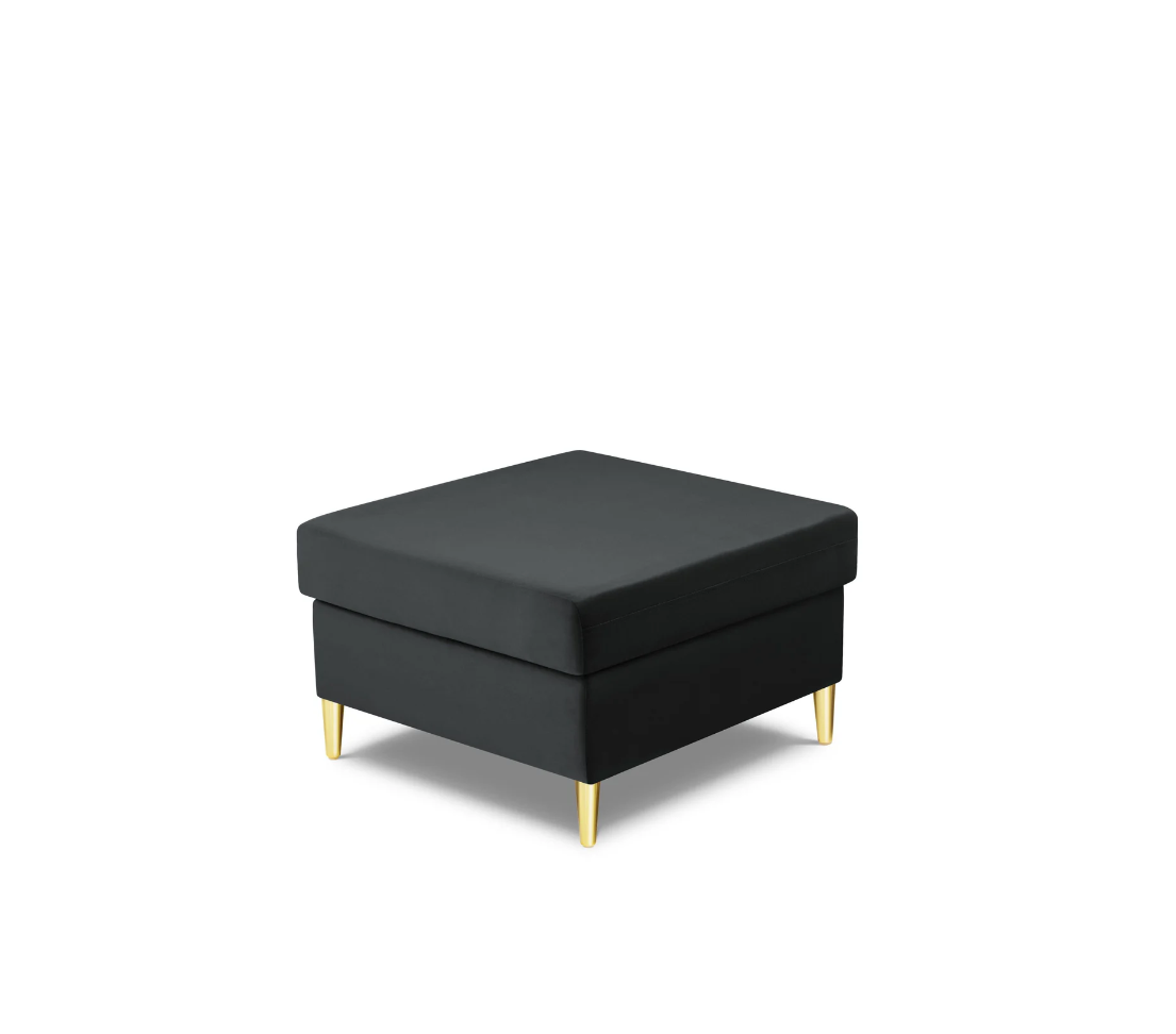 PUF Kyoto na metalowych nogach, kwadratowe siedzisko, aksamitna ciemnoszara tapicerka, nowoczesny styl PUF Kyoto na metalowych nogach, kwadratowe siedzisko, aksamitna ciemnoszara tapicerka, nowoczesny styl
