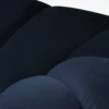 SOFA 2-osobowa Diana o zaoblonych kształtach, pionowe przeszycia, ciemnoniebieska tkanina, designerski styl, do salonu