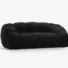 SOFA 2-osobowa Diana o zaoblonych kształtach, pionowe przeszycia, czarna tkanina, designerski styl, piękna