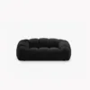 SOFA 2-osobowa Diana o zaoblonych kształtach, pionowe przeszycia, czarna tkanina, designerski styl
