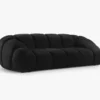 SOFA 3-osobowa Diana o zaoblonych kształtach, pionowe przeszycia, czarna tkanina, designerski styl, piękna