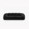SOFA 3-osobowa Diana o zaoblonych kształtach, pionowe przeszycia, czarna tkanina, designerski styl