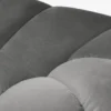 SOFA 3-osobowa Diana o zaoblonych kształtach, pionowe przeszycia, szara tkanina, designerski styl, premium