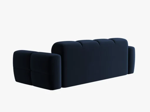 SOFA 3-osobowa Lisa, przeszywana, zaoblone kształty, miękkie siedzisko, ciemnoniebieska tapicerka, designerski styl, ekskluzywna