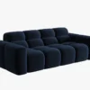 SOFA 3-osobowa Lisa, przeszywana, zaoblone kształty, miękkie siedzisko, ciemnoniebieska tapicerka, designerski styl, piękna
