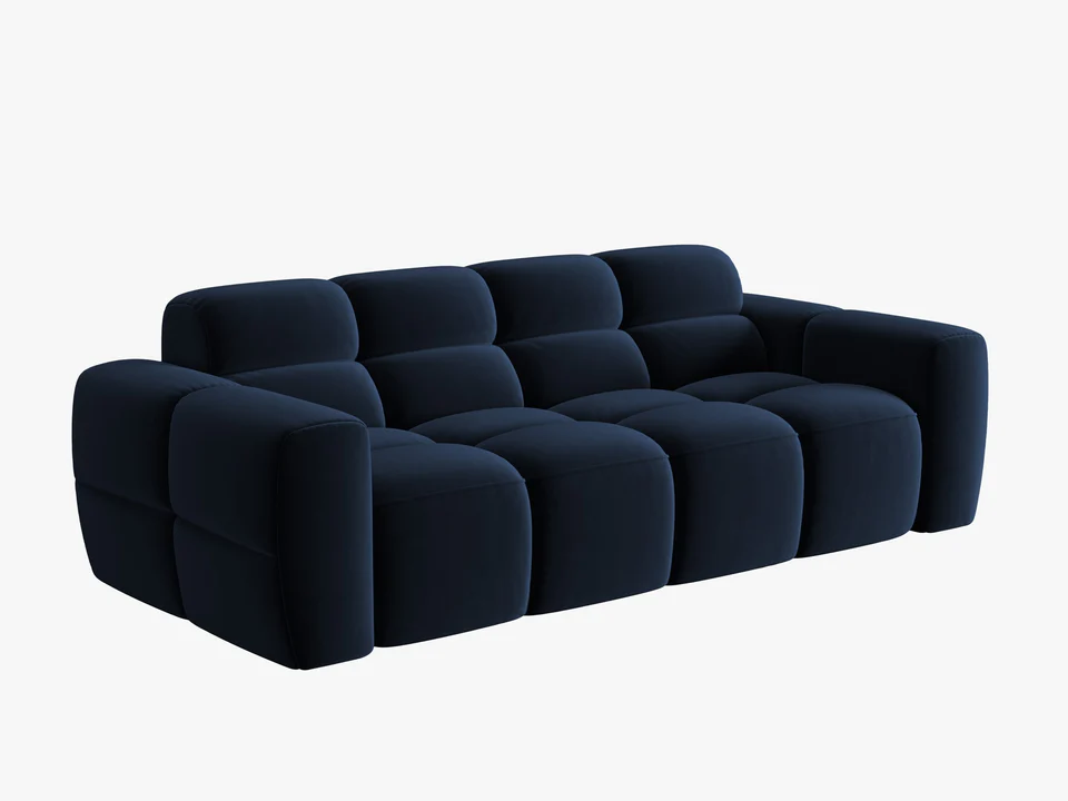 SOFA 3-osobowa Lisa, przeszywana, zaoblone kształty, miękkie siedzisko, ciemnoniebieska tapicerka, designerski styl, piękna SOFA 3-osobowa Lisa, przeszywana, zaoblone kształty, miękkie siedzisko, ciemnoniebieska tapicerka, designerski styl, piękna