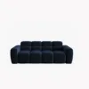 SOFA 3-osobowa Lisa, przeszywana, zaoblone kształty, miękkie siedzisko, ciemnoniebieska tapicerka, designerski styl