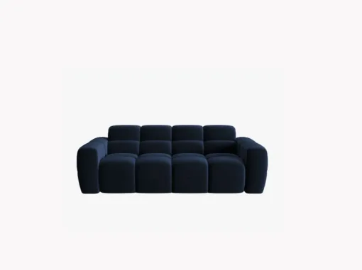 SOFA 3-osobowa Lisa, przeszywana, zaoblone kształty, miękkie siedzisko, ciemnoniebieska tapicerka, designerski styl