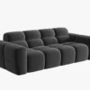 SOFA 3-osobowa Lisa, przeszywana, zaoblone kształty, miękkie siedzisko, ciemnoszara tapicerka, designerski styl, piękna