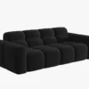 SOFA 3-osobowa Lisa, przeszywana, zaoblone kształty, miękkie siedzisko, czarna tapicerka, designerski styl, piękna