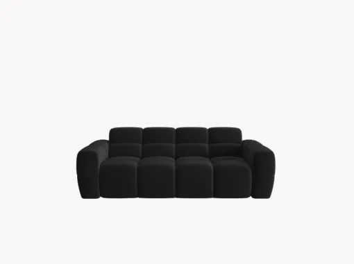 SOFA 3-osobowa Lisa, przeszywana, zaoblone kształty, miękkie siedzisko, czarna tapicerka, designerski styl