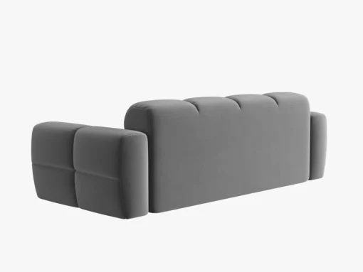 SOFA 3-osobowa Lisa, przeszywana, zaoblone kształty, miękkie siedzisko, jasnoszara tapicerka, designerski styl, ekskluzywna