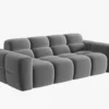 SOFA 3-osobowa Lisa, przeszywana, zaoblone kształty, miękkie siedzisko, jasnoszara tapicerka, designerski styl, piękna