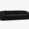 SOFA 4-osobowa Diana o zaoblonych kształtach, pionowe przeszycia, czarna tkanina, designerski styl, piękna