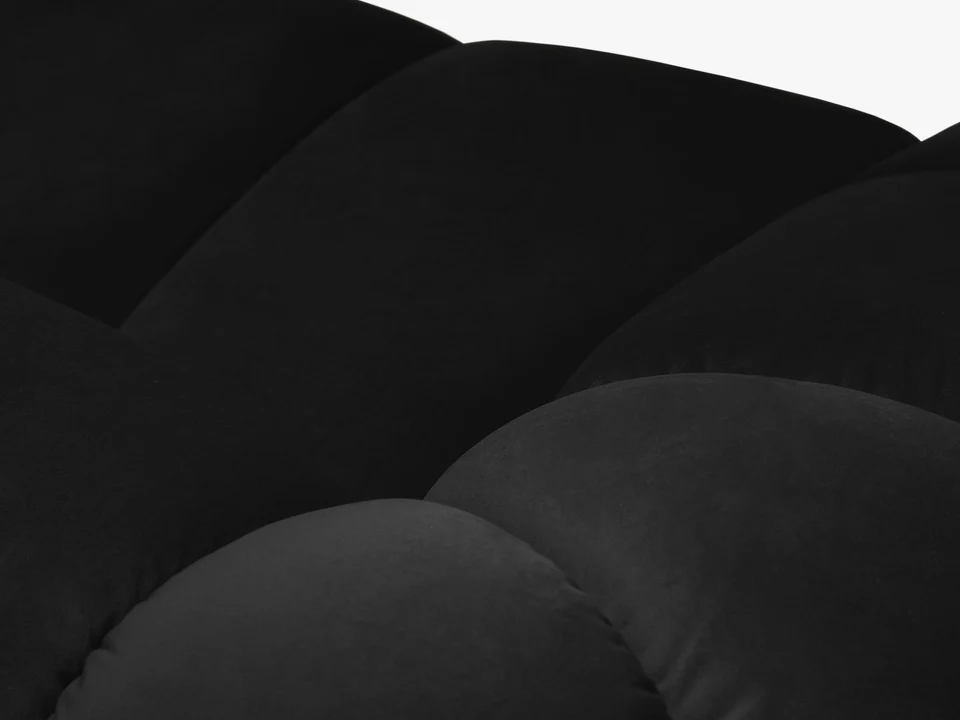 SOFA 4-osobowa Diana o zaoblonych kształtach, pionowe przeszycia, czarna tkanina, designerski styl, premium