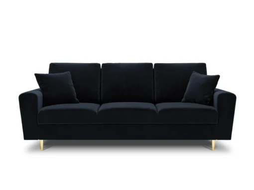 SOFA Kyoto z funkcją spania, ciemnoniebieska tapicerka, metalowe nogi, nowoczesny styl, ekskluzywna