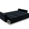 SOFA Kyoto z funkcją spania, ciemnoniebieska tapicerka, metalowe nogi, nowoczesny styl, na zamówienie