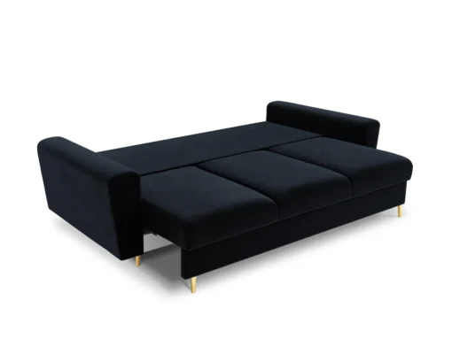 SOFA Kyoto z funkcją spania, ciemnoniebieska tapicerka, metalowe nogi, nowoczesny styl, na zamówienie