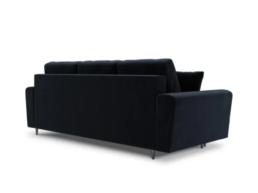 SOFA Kyoto z funkcją spania, ciemnoniebieska tapicerka, metalowe nogi, nowoczesny styl, premium
