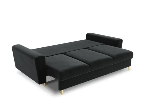 SOFA Kyoto z funkcją spania, ciemnoszara tapicerka, metalowe nogi, nowoczesny styl, do salonu