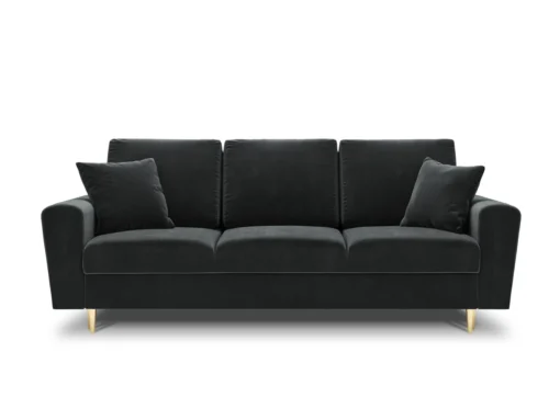 SOFA Kyoto z funkcją spania, ciemnoszara tapicerka, metalowe nogi, nowoczesny styl, ekskluzywna