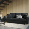 SOFA Kyoto z funkcją spania, ciemnoszara tapicerka, metalowe nogi, nowoczesny styl, piękna