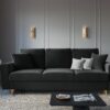 SOFA Kyoto z funkcją spania, ciemnoszara tapicerka, metalowe nogi, nowoczesny styl, premium