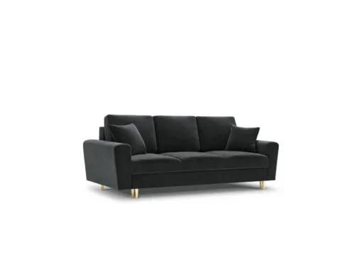 SOFA Kyoto z funkcją spania, ciemnoszara tapicerka, metalowe nogi, nowoczesny styl