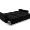 SOFA Kyoto z funkcją spania, czarna tapicerka, metalowe nogi, nowoczesny styl, do salonu