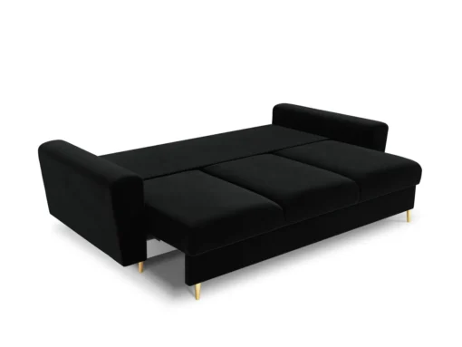 SOFA Kyoto z funkcją spania, czarna tapicerka, metalowe nogi, nowoczesny styl, do salonu